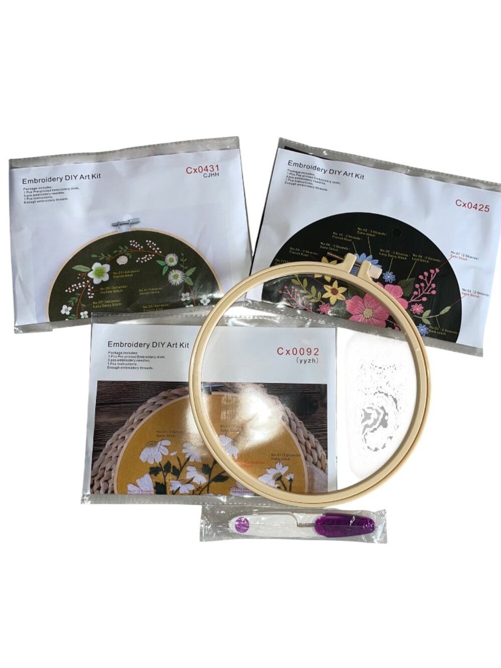 New Embroidery DIY Art Kit Set Pre-Printed Cloth Tools Beginners & Enthusiasts